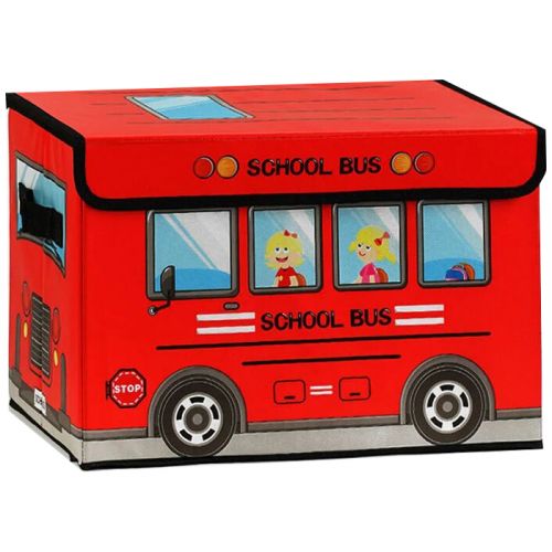 Кошик-пуфик для іграшок "Шкільний автобус", червоний Комбінований Червоний (223358)
