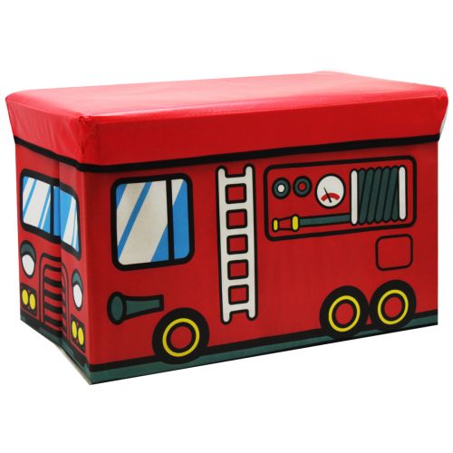 Кошик-пуфик для іграшок "Пожежна машина" Комбінований Червоний (223368)