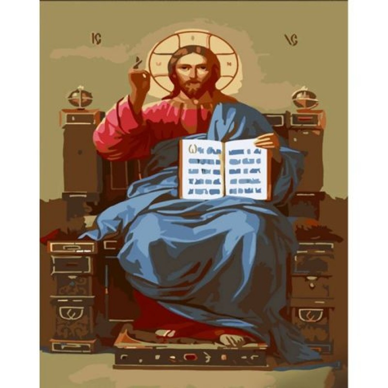 Картина за номерами "Ісус на престолі" ★★★★ Комбінований Різнобарв'я (225641)