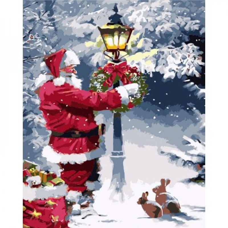 Картина за номерами "Дід Мороз з подарунками" ★★★★★ Комбінований Різнобарв'я (225651)