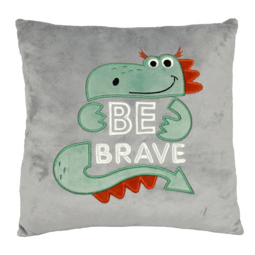Подушка декоративна "Be Brave" (32х32 см) Текстиль Сірий (227765)