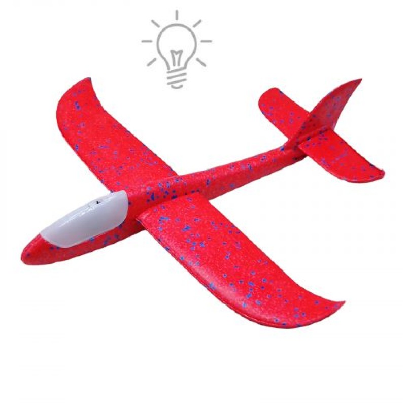 Пінопластовий планер-літачок, 48 см, зі світлом (червоний) Пінопласт Червоний (235891)