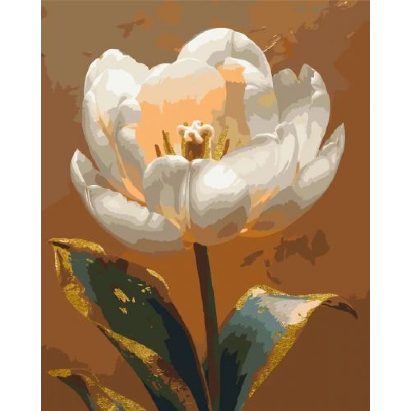 Картина за номерами з фарбами металік "Біла півонія", 40х50 см Комбінований Різнобарв'я (236221)