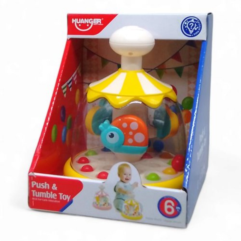 Дитяча іграшка "Дзига: Push & Tumble Toy", з кульками (жовта) Пластик Жовтий (238002)