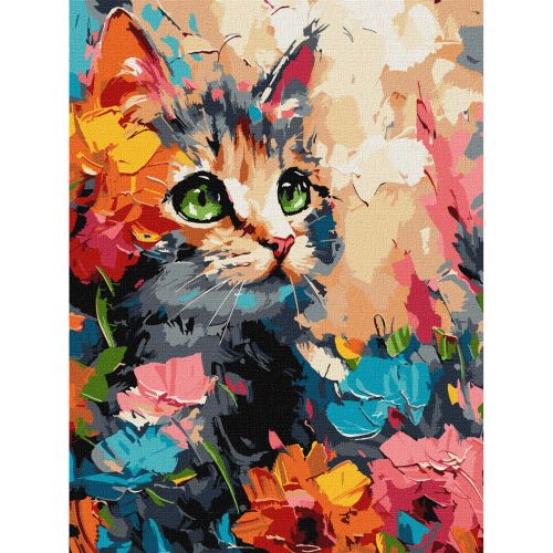 Картина за номерами "Пухнастий котик" 30х40 см Комбінований Різнобарв'я (238371)