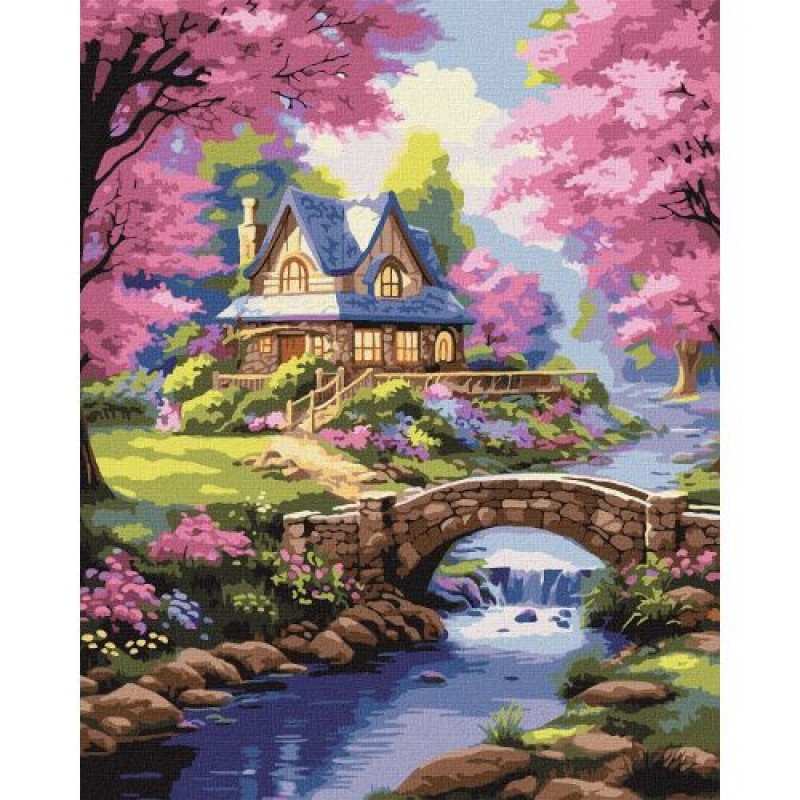 Картина по номерах "Будиночок у квітах" 40х50 см Комбінований Різнобарв'я (240874)
