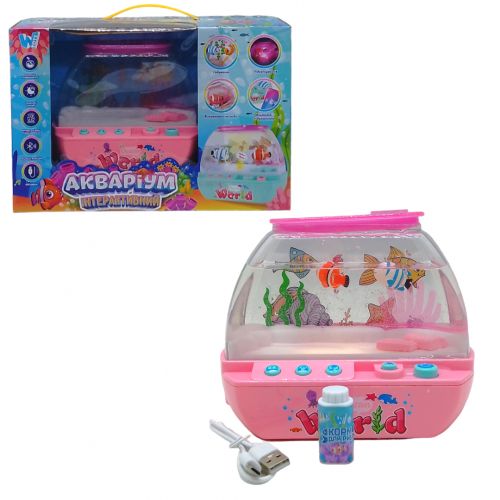 Музична іграшка "Інтерактивний акваріум", підсвічування, казки, пісні мелодії, Bluetooth, нічник (укр) Пластик Рожевий (242291)