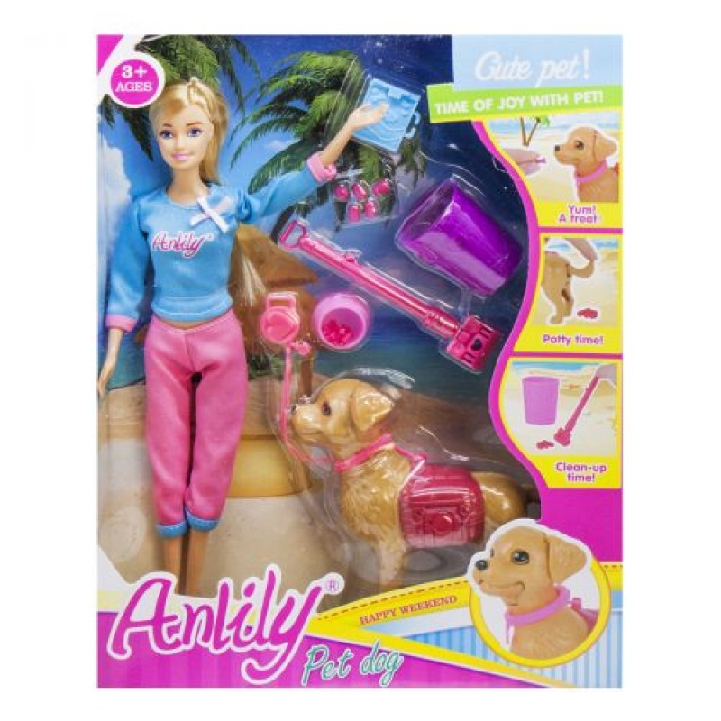 Кукла с собакой "Anlily" (блондинка)