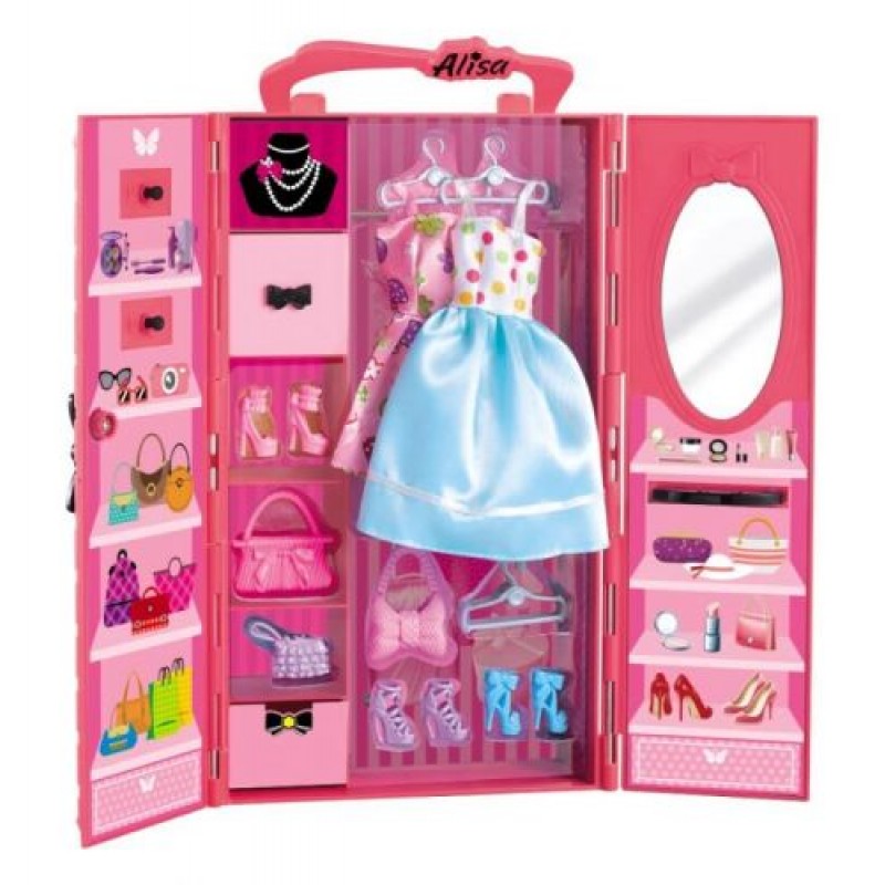 Меблі для ляльок "Гардероб" Комбінований Рожевий (127801)