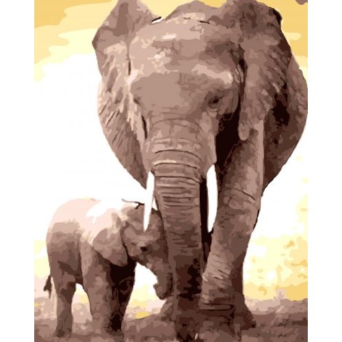 Картина по номерам "Слон и слонёнок" ★★★ VA-2118