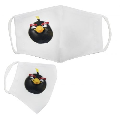 Многоразовая 4-х слойная защитная маска "Angry birds" размер 3, 7-14 лет, черный mask2NEW