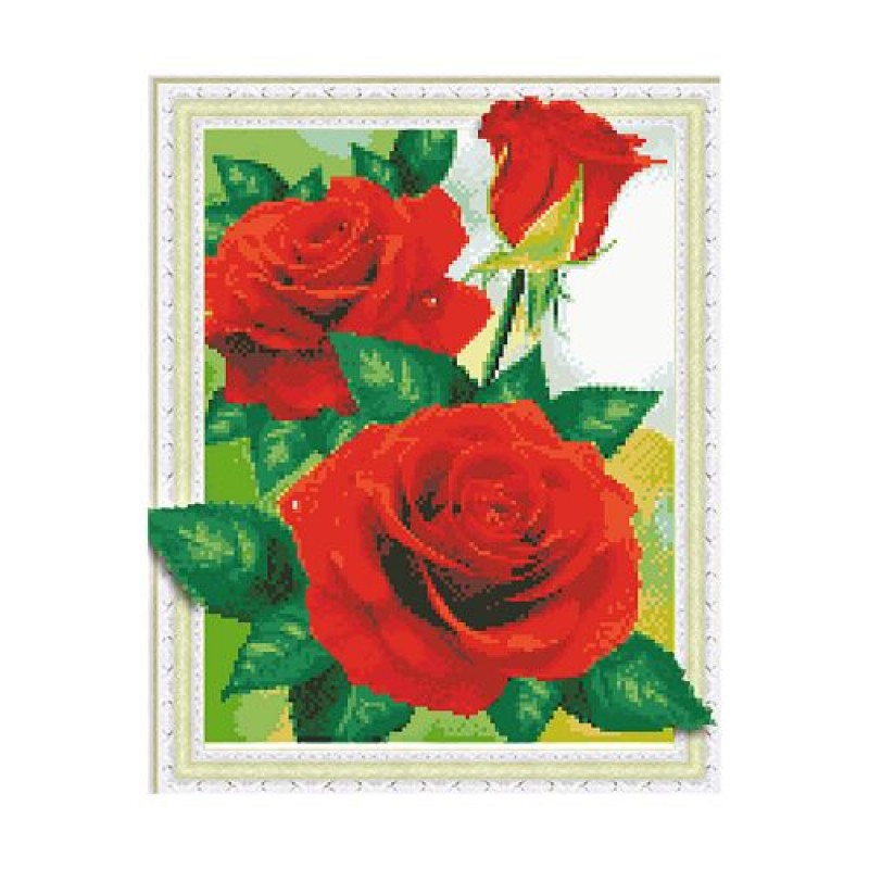 Алмазная мозаика "Красные дикие розы" FT30037