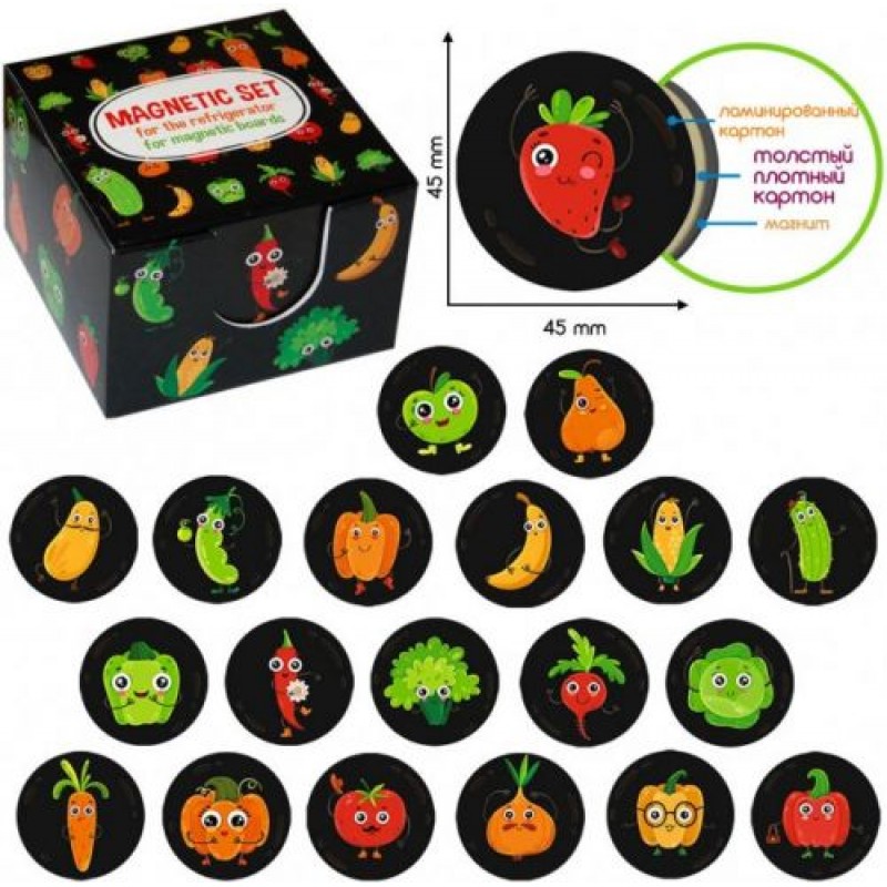 Набір магнітиків "Веселі фрукти і овочі" Комбінований Різнокольоровий (166835)