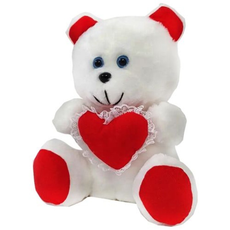 М'яка іграшка "Білий ведмедик" Текстиль Білий червоний (200011)
