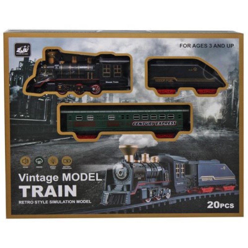 Залізниця "Vintage Model Train" на батарейках, музика, світло, дим Пластик Різнобарв'я (210912)