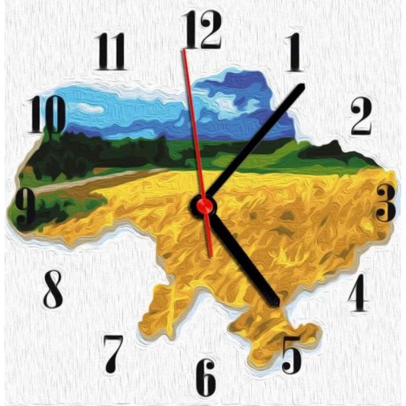Годинник-картина за номерами "Україна", 30х30 см Комбінований Різнобарв'я (220403)
