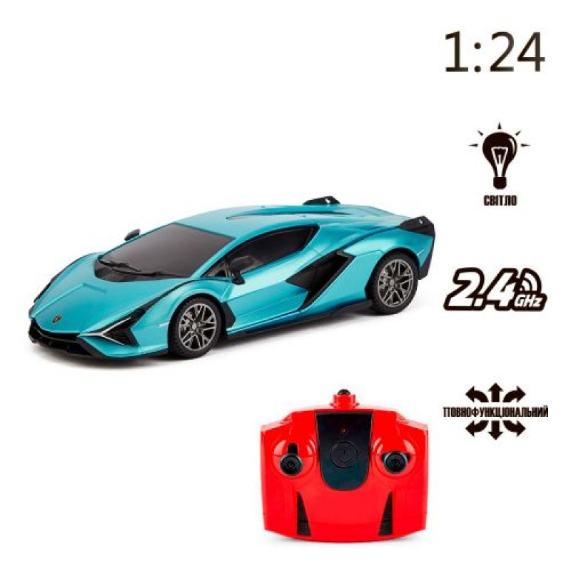 Машинка на радіокеруванні "Lamborghini Sian" (бірюзовий) Пластик Бірюзовий (222421)