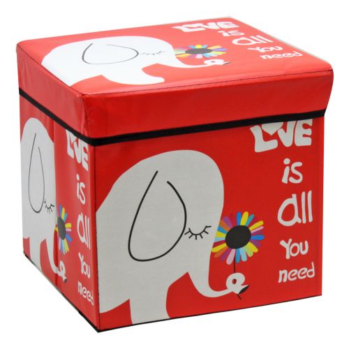 Кошик-пуфик для іграшок "Слон" (червоний) Комбінований Червоний (223434)