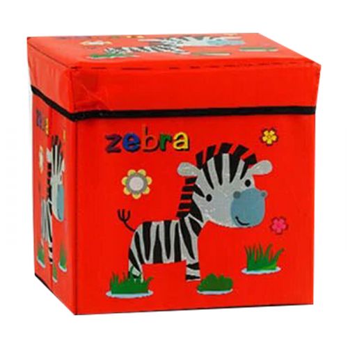 Кошик-пуфик для іграшок "Весела зебра" Комбінований Червоний (223448)