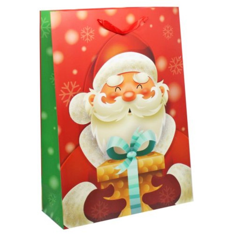 Пакет подарунковий, новорічний 406 х 165 х 553 мм Санта-Клаус (223826)