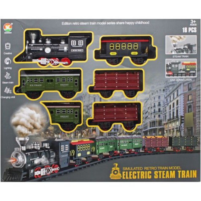 Залізниця з потягом "Electric Steam Train" Комбінований Різнобарв'я (225958)