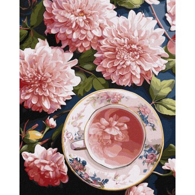 Картина за номерами "Рожеві жоржини" 40х50 см Комбінований Різнобарв'я (235640)