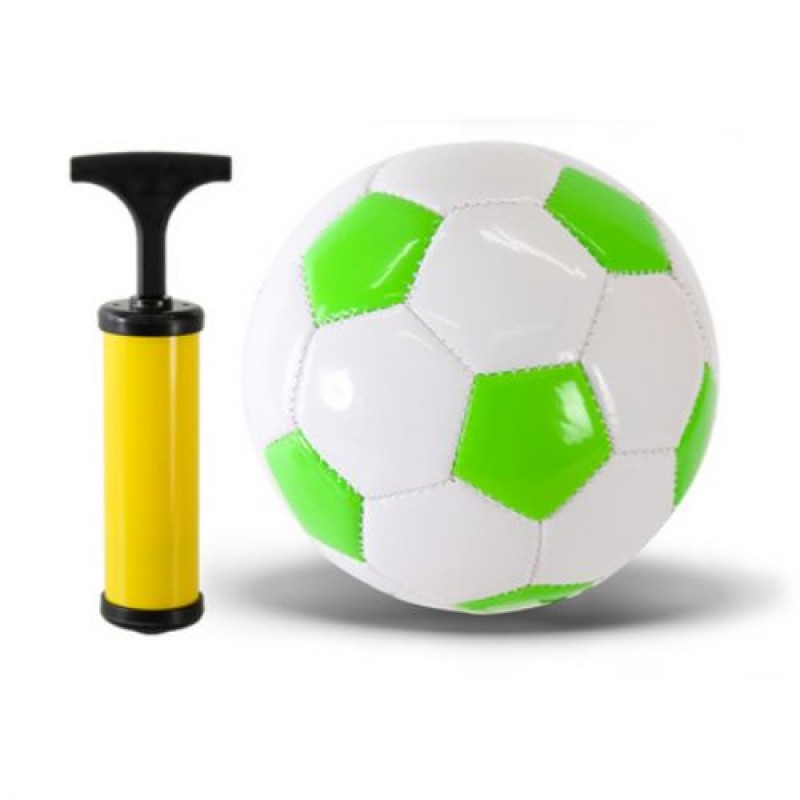 Мʼяч футбольний PVC №2 з насосом (біло-зелений) PVC Білий (239186)