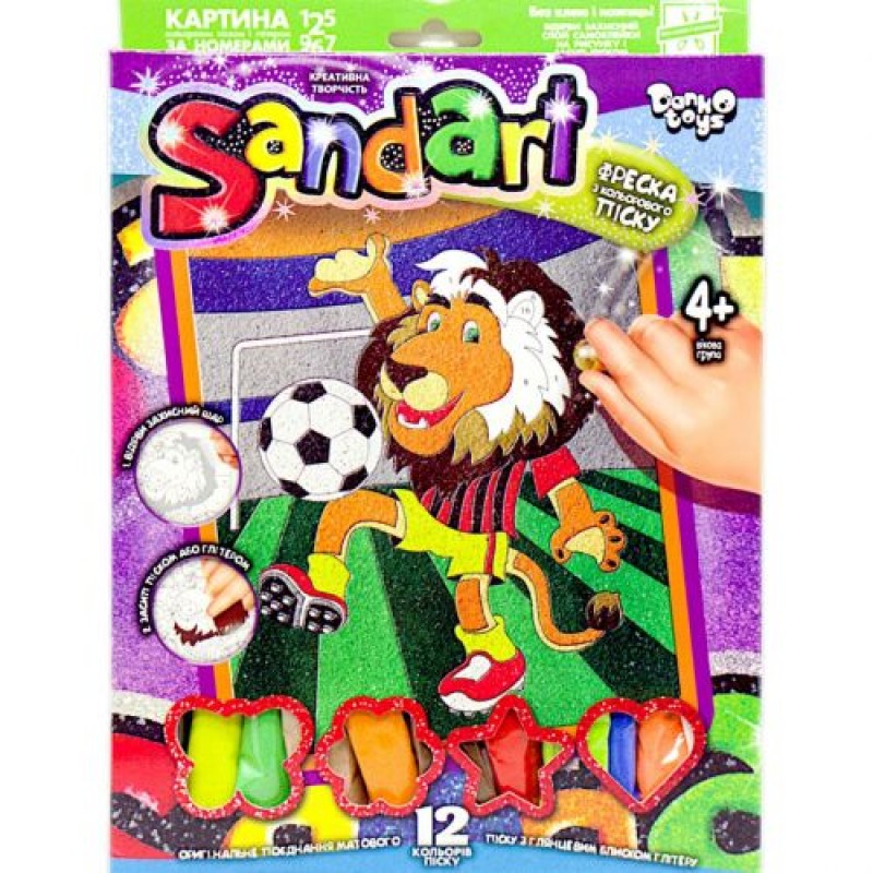 Фреска з кольорового піску "Sandart" лев Комбінований Різнобарв'я (239493)