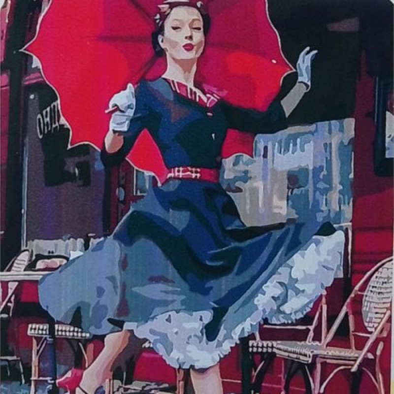 Картина по номерах "Червона парасолька" 40х50 см Комбінований Різнобарв'я (240376)