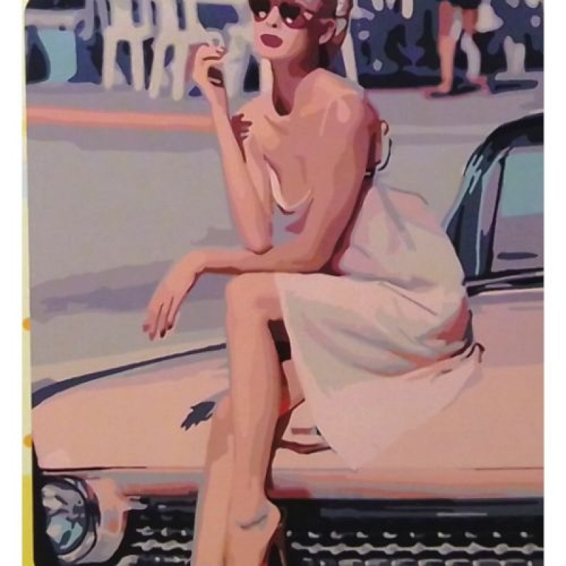 Картина по номерах "Дама на кадилаку" 40х50 см Комбінований Різнобарв'я (240386)