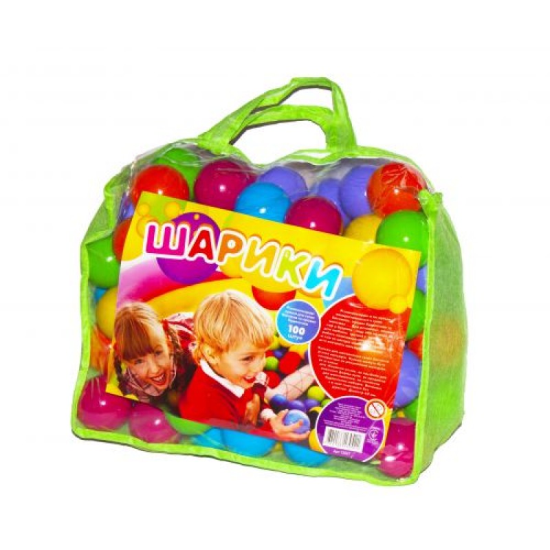 Кульки "60 мм" в сумці (100 шт) Пластик Різнобарв'я (48324)