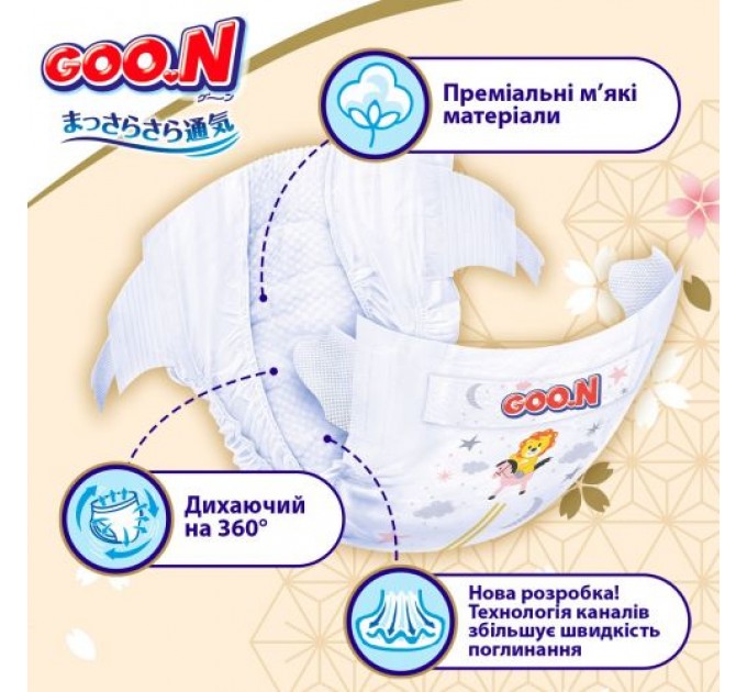 Підгузки Goo.N Premium Soft для немовлят (розмір 1(NB), до 5 кг, 72 шт) Комбінований Різнобарв'я (249232)