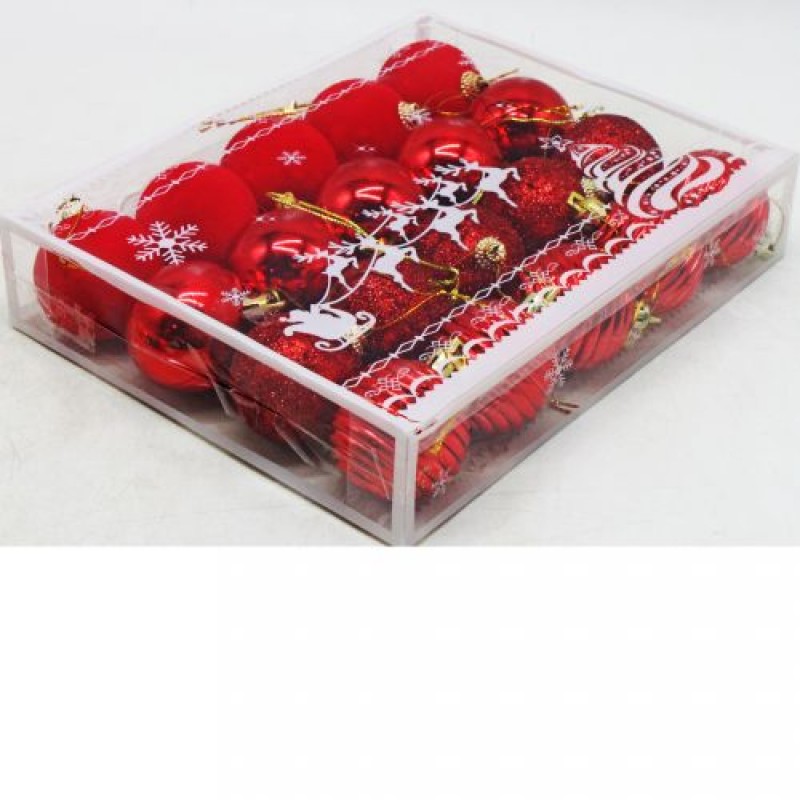 Набір новорічних кульок "Казкові кульки" (20 шт) Пластик Червоний (223219)