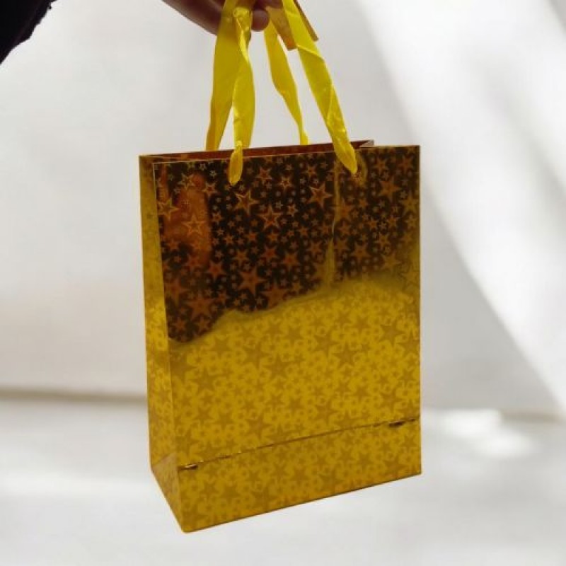 Пакет подарунковий (23,5х8,5х18 см.), золотистий Картон Золотистий (243165)