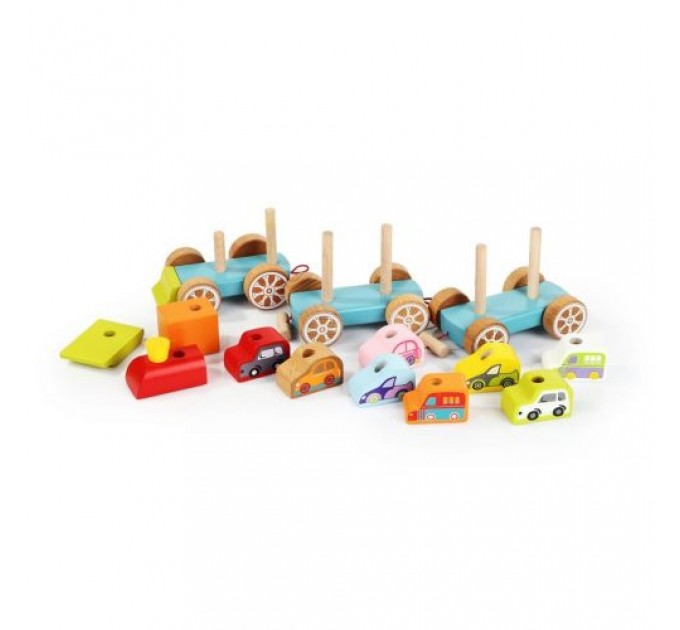 Поїзд з машинками/Wooden toy "Train with a small cars" (244797)