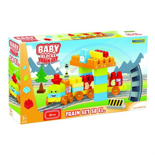 Baby Blocks Мои первые кубики Железная дорога 2,24м 58 деталей 41470