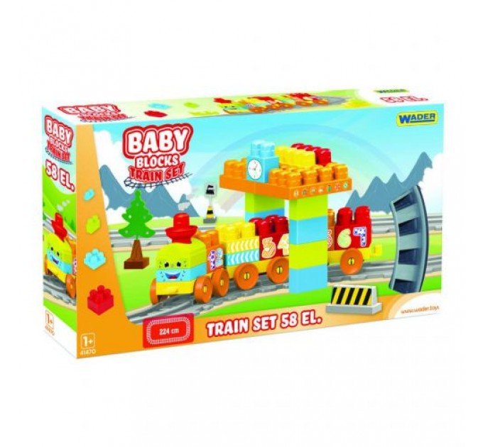 Baby Blocks Мои первые кубики Железная дорога 2,24м 58 деталей 41470