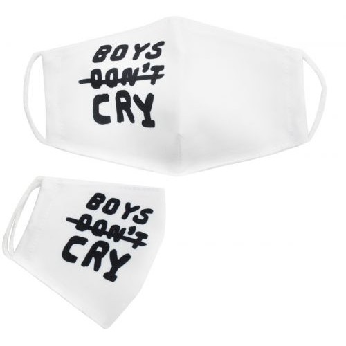 Многоразовая 4-х слойная защитная маска "Boys don't cry" размер 3, 7-14 лет, белая mask2NEW