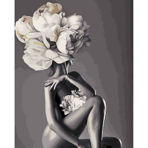 Картина за номерами "Дівчина квітка" 40х50 см Комбінований Різнобарв'я (182846)