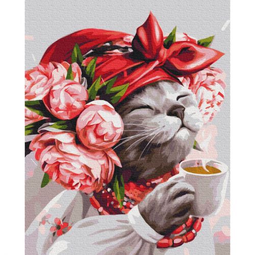Картина за номерами "Кішка господиня ©Маріанна Пащук"★★★ Комбінований Різнобарв'я (190619)