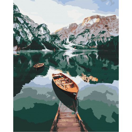 Картина за номерами "Човен на дзеркальному озері" ★★★ Комбінований Різнобарв'я (192622)