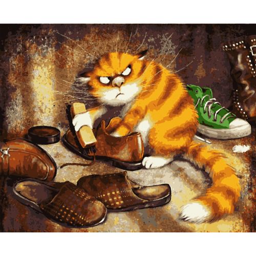 Картина за номерами "Незадоволений кіт" ★★★★★ Комбінований Різнобарв'я (204168)