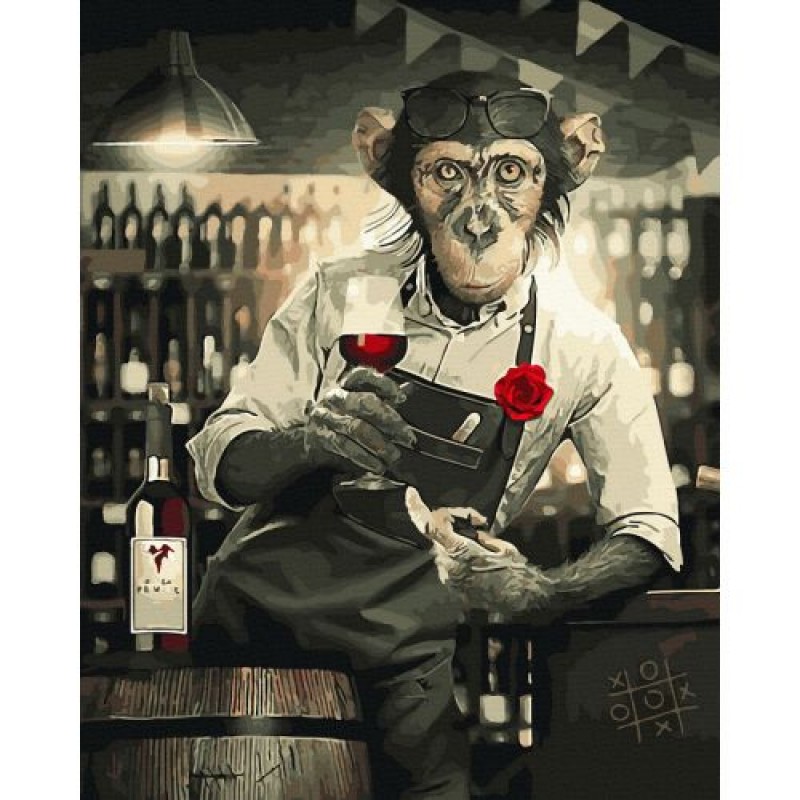 Картина за номерами "Вихований шимпанзе" ★★★★ Комбінований Різнобарв'я (205291)