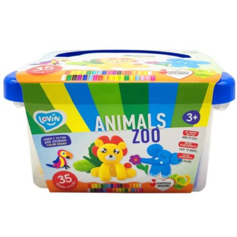Набір тіста для ліплення "Zoo animals box" Комбінований Різнобарв'я (205432)