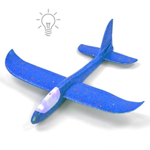 Пінопластовий планер-літачок, 48 см, зі світлом, синій Пінопласт Синій (207697)