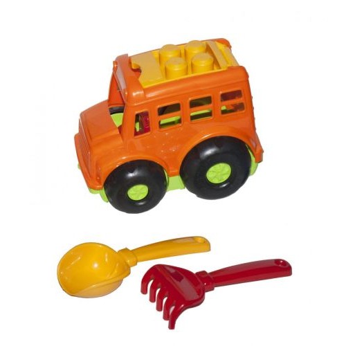 Уцінка. Автобус "Бусик №1" + лопатка і грабельки (помаранчевий) - Не товарний вигляд (215578)