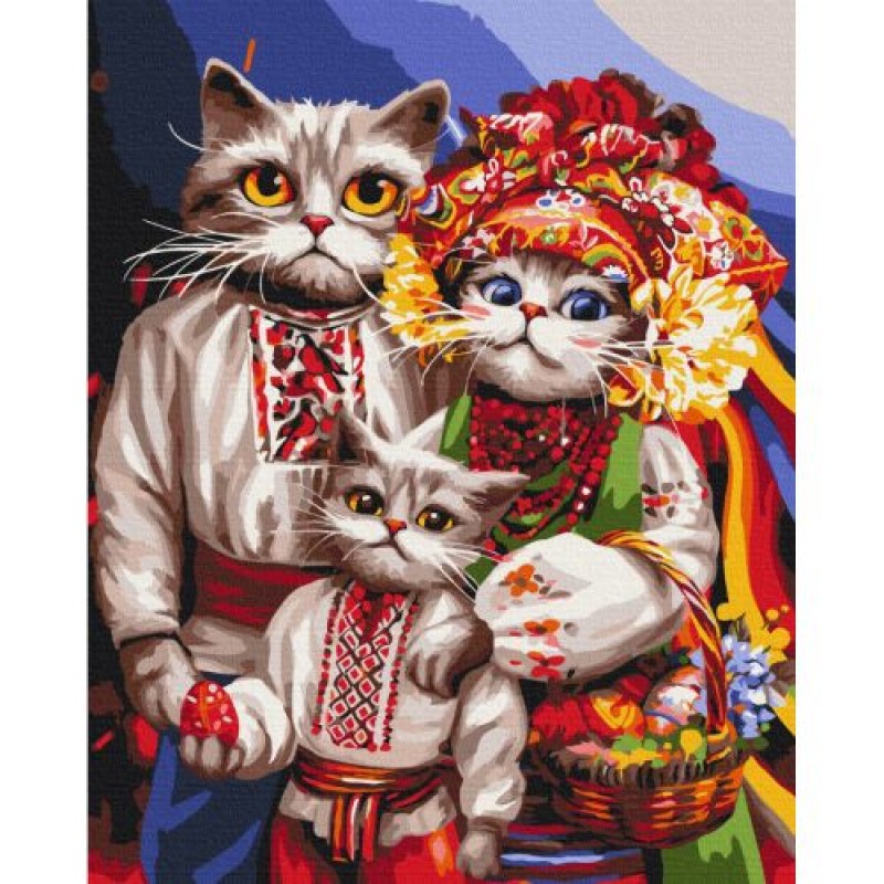 Картина за номерами Сімʼя котиків-гуцулів © Маріанна Пащук? 40х50 см (220009)