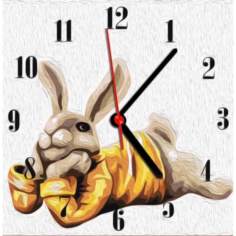 Годинник-картина за номерами "Кролик", 30х30 см Комбінований Різнобарв'я (220404)