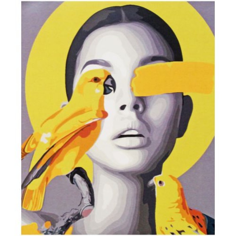 Картина за номерами "Дівчина з папугами" Комбінований Різнобарв'я (222600)
