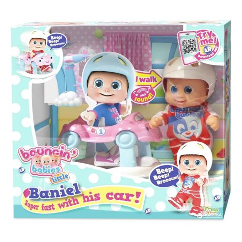 Уцінка. Маленька лялька-пупс "Bouncinʼ Babies Baniel little" з ходунками - пробита слюда (232724)